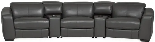 Ferrari Leather 5-Piece Power Reclining Home Theater Sectional