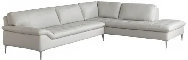 Dino Leather 2 Piece RAF Chaise Sectional - CREAM