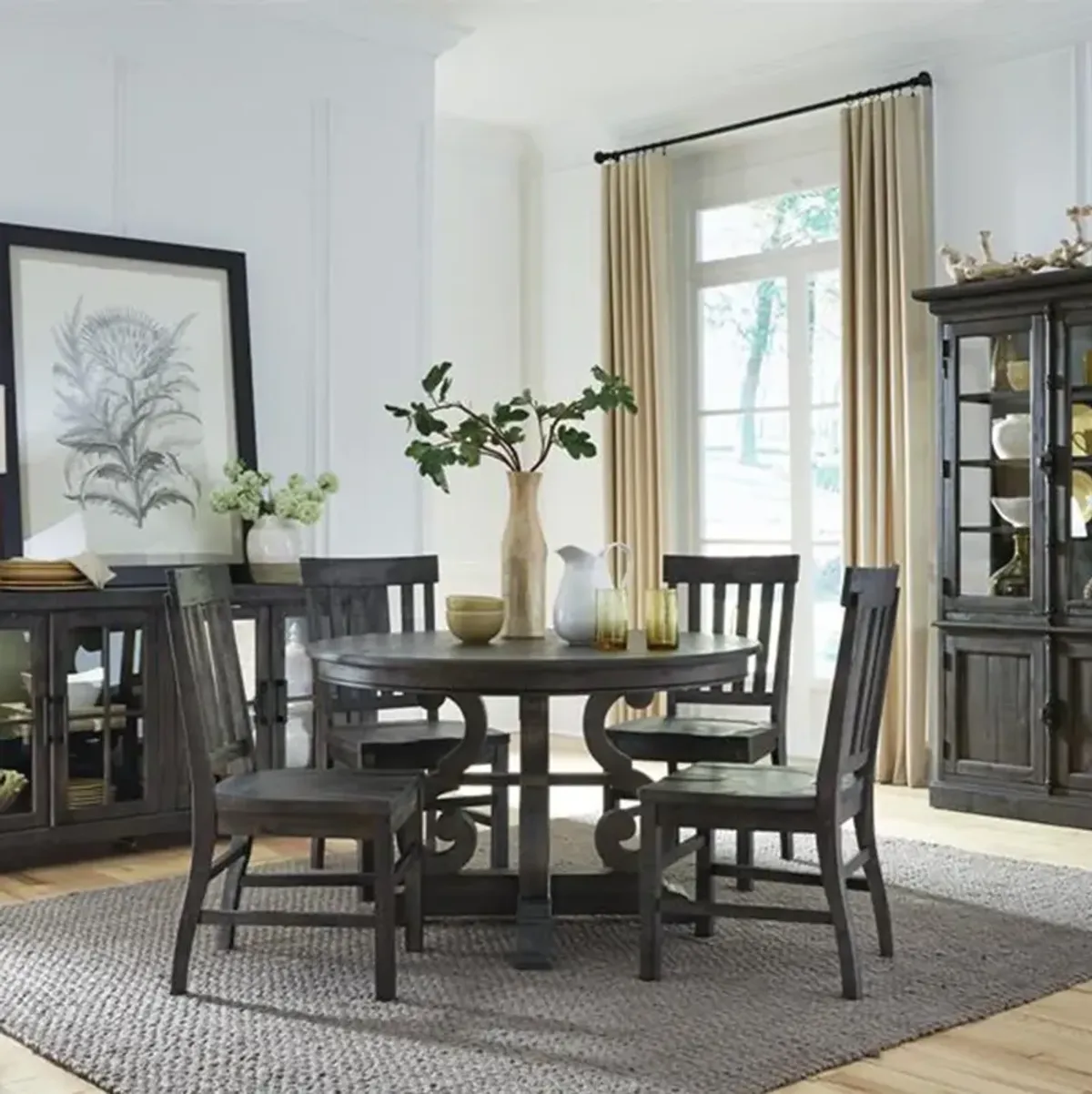 Treble II 48 Inch Round Dining Table - PEPPERCORN