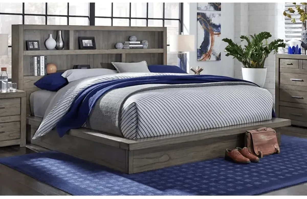 Modern Loft II King Storage Platform Bed - Greystone