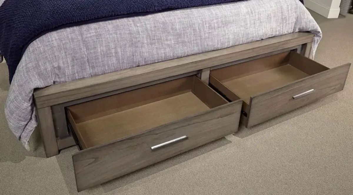 Modern Loft Queen Panel Bed with Storage Footboard - Greystone