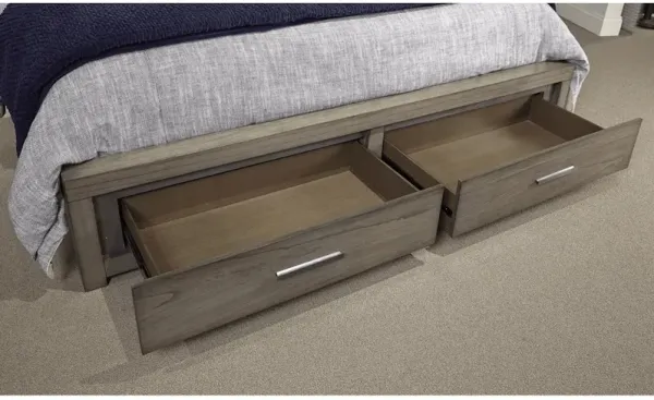 Modern Loft King Panel Bed with Storage Footboard - Greystone