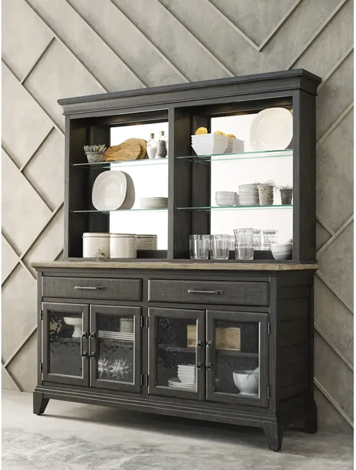 Plank Road Rockland Hutch & Buffet - Charcoal