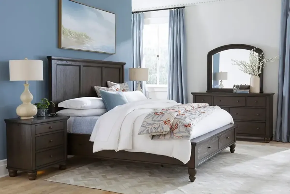 Cambridge King Panel Storage Bed - Cracked Pepper