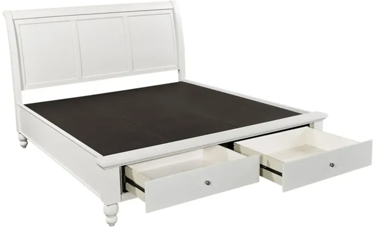 Cambridge Queen Sleigh Storage Bed - White