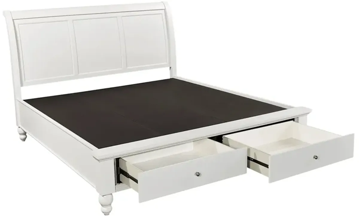 Cambridge Queen Sleigh Storage Bed - White