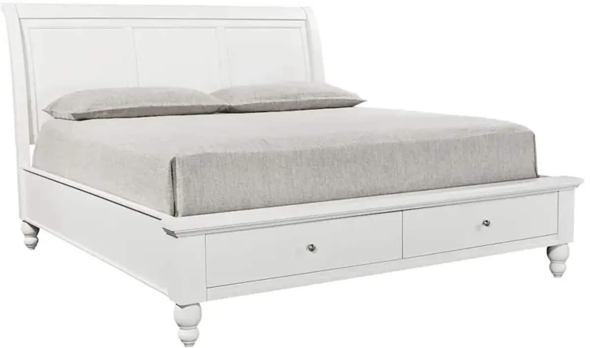 Cambridge Queen Sleigh Storage Bed - White