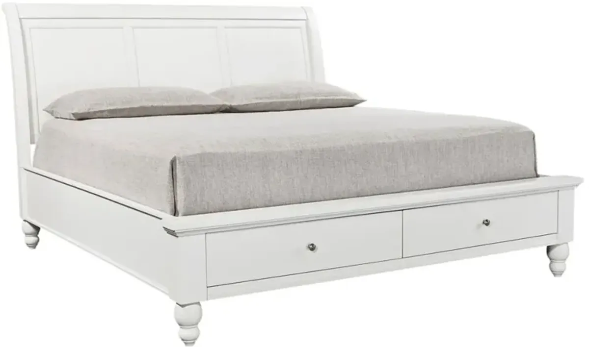 Cambridge Queen Sleigh Storage Bed - White