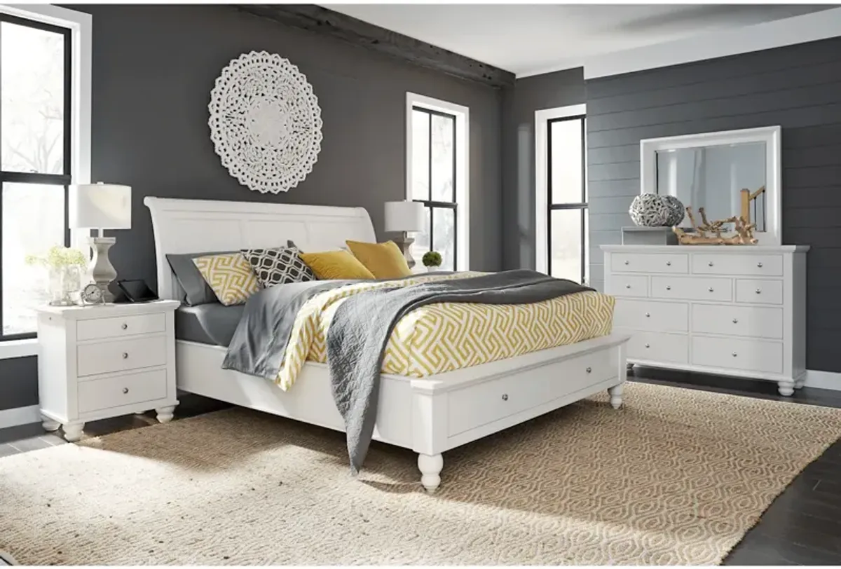 Cambridge King Sleigh Storage Bed - White