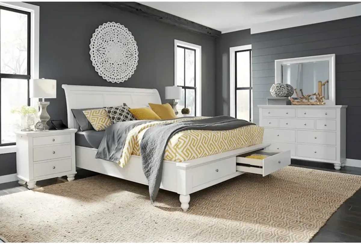 Cambridge King Sleigh Storage Bed - White