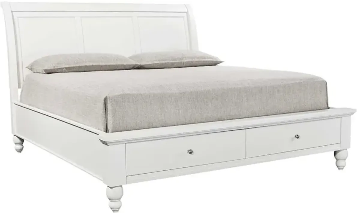 Cambridge King Sleigh Storage Bed - White