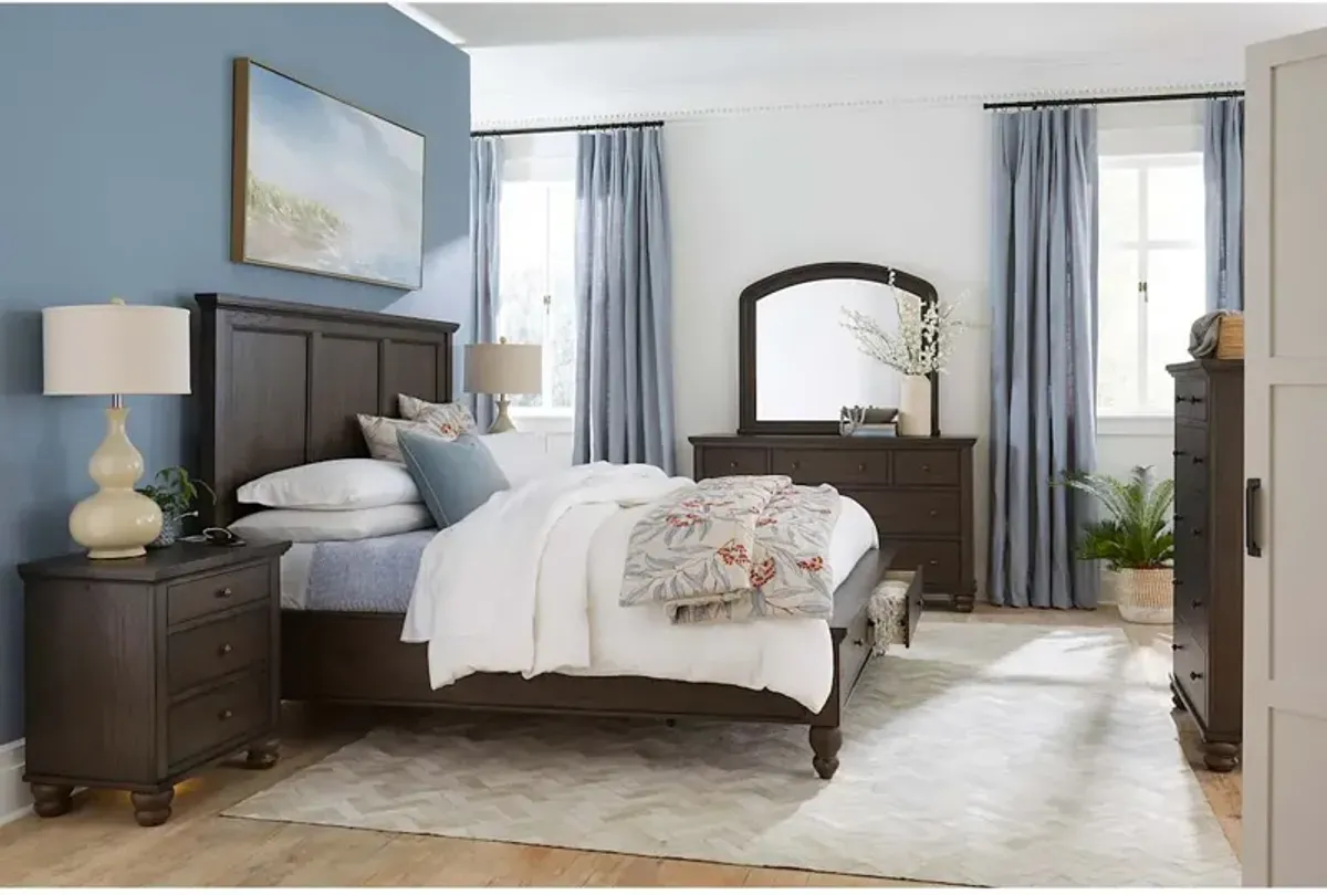 Cambridge Queen Panel Storage Bed - Cracked Pepper