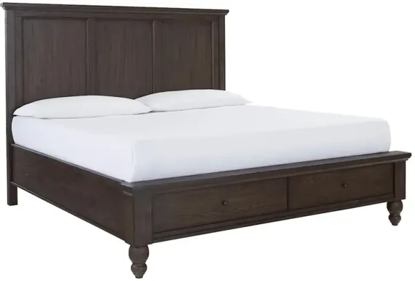 Cambridge Queen Panel Storage Bed - Cracked Pepper