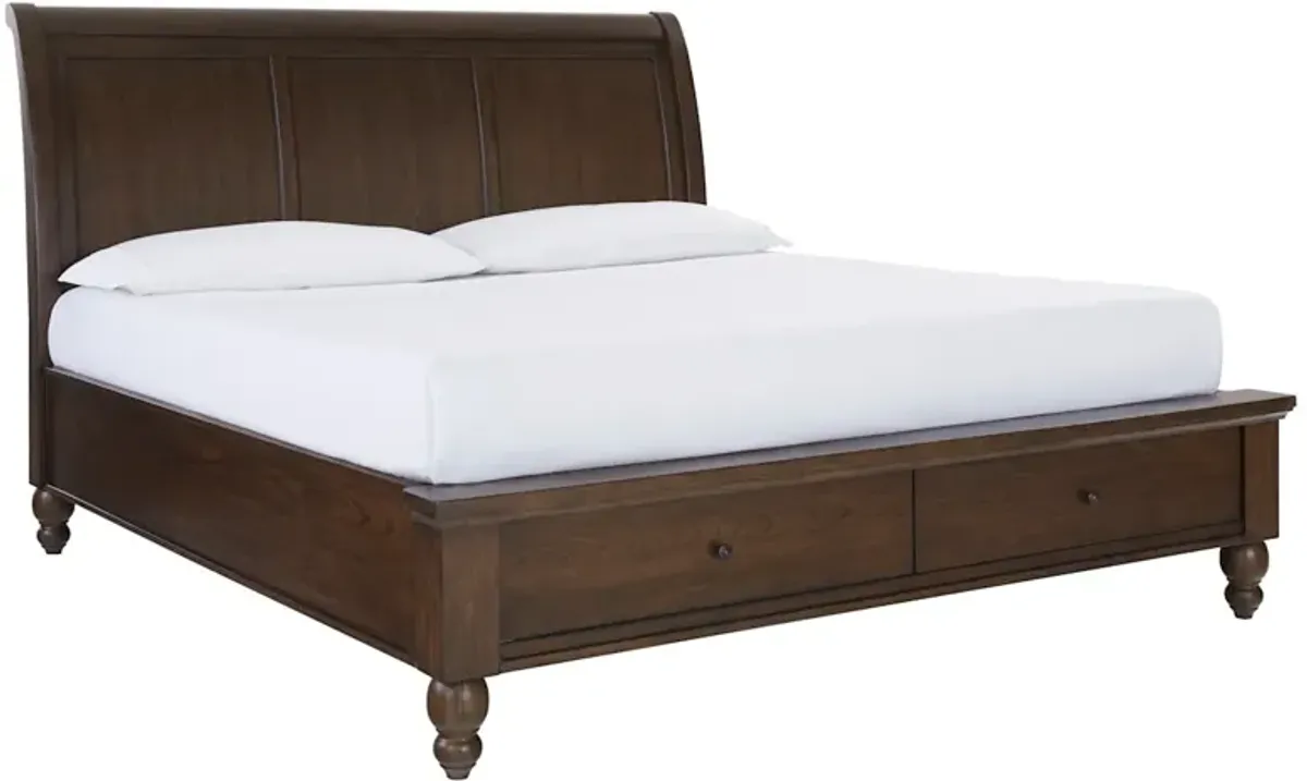 Cambridge Queen Sleigh Storage Bed - Classic Cherry
