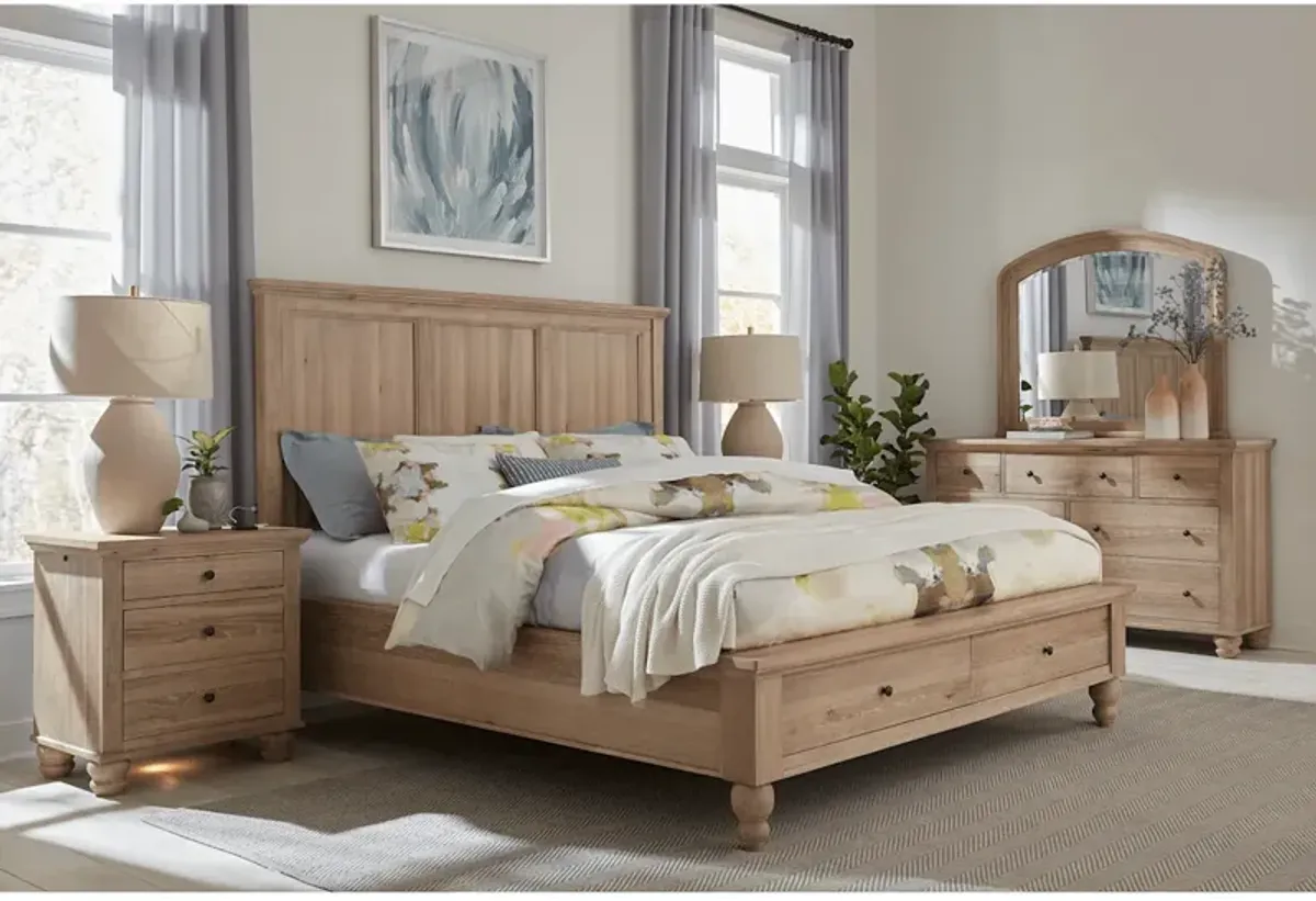 Cambridge Queen Panel Storage Bed - Khaki