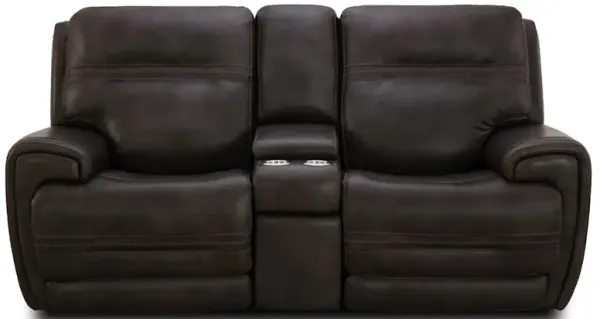 Dexter Leather Power Reclining Console Loveseat