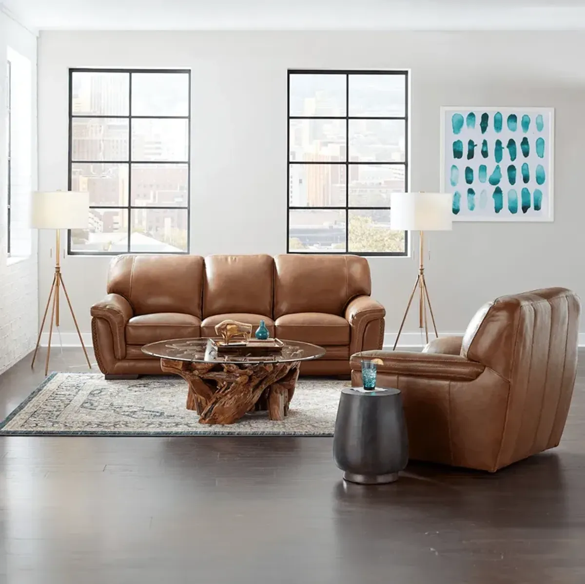 Harley Leather Swivel Chair