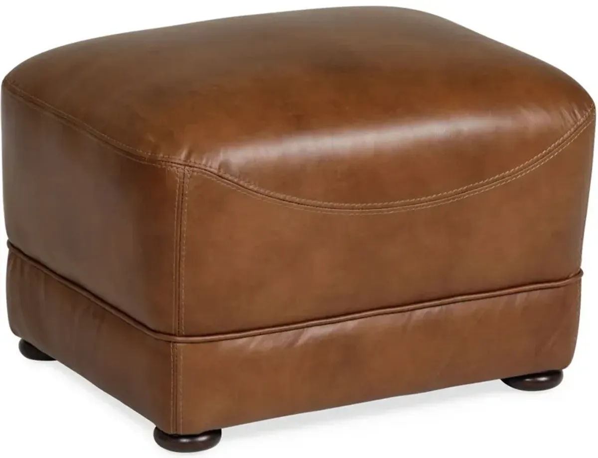 Foster Leather Ottoman - CHESTNUT