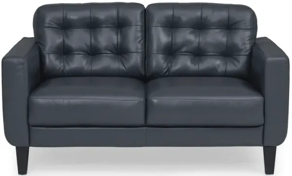 Zane Leather Loveseat - BLUE