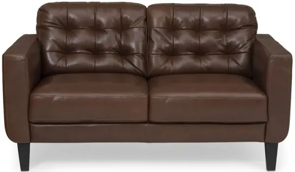 Zane Leather Loveseat - BROWN