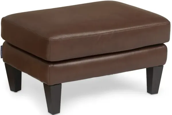 Zane Leather Ottoman - BROWN
