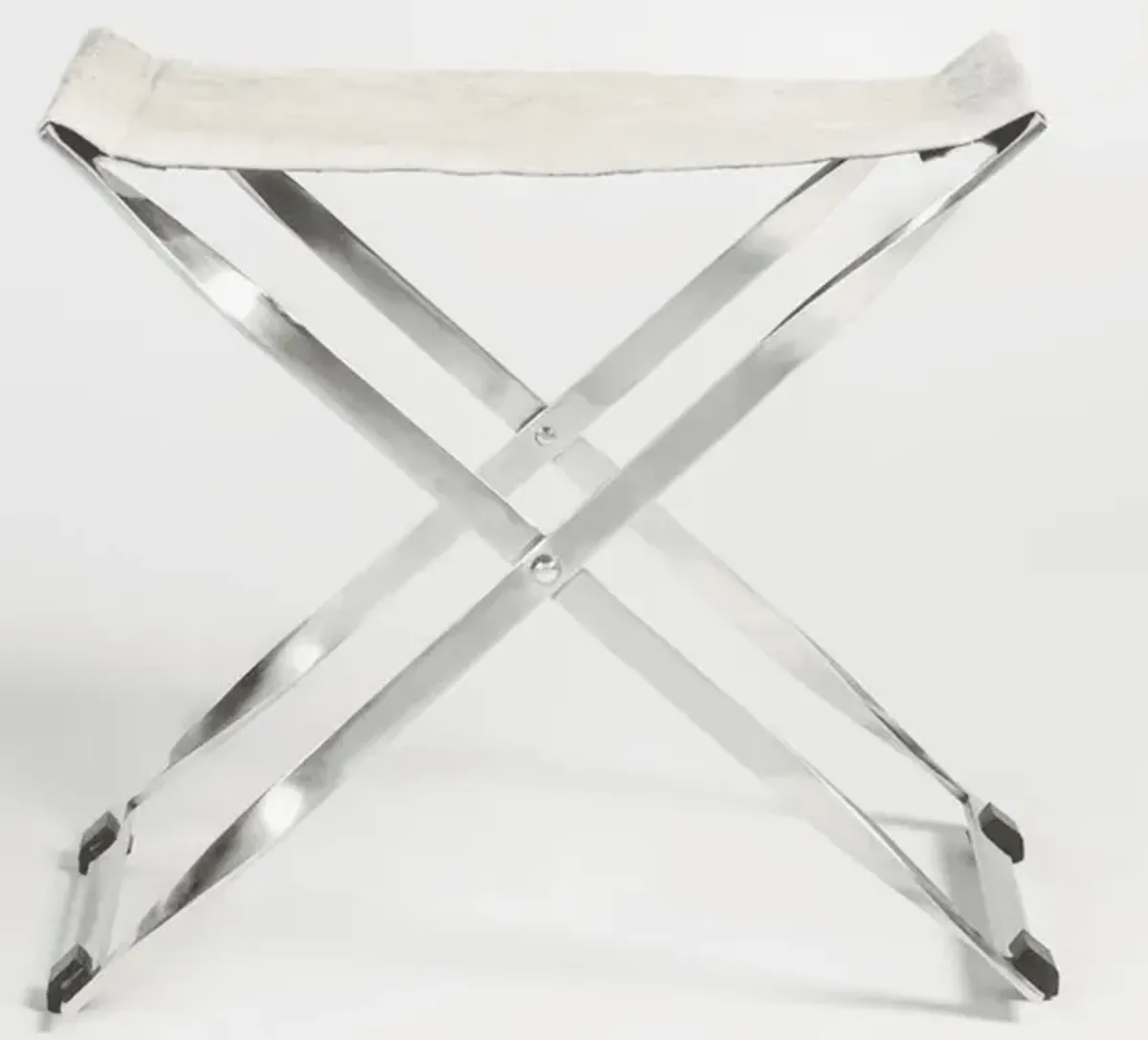 Harper Scissor Ottoman - Polished Chrome