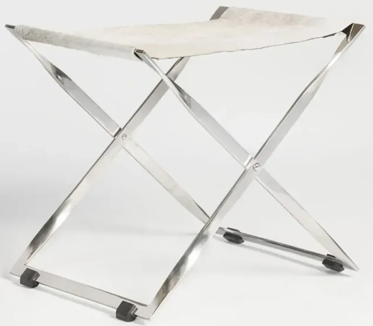Harper Scissor Ottoman - Polished Chrome