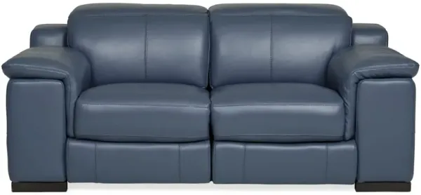 Sky Leather Power Reclining Loveseat - Ocean Blue