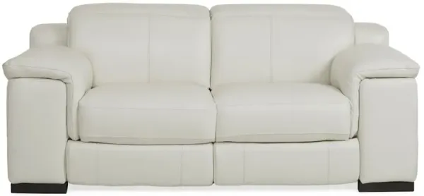 Sky Leather Power Reclining Loveseat - Alabaster
