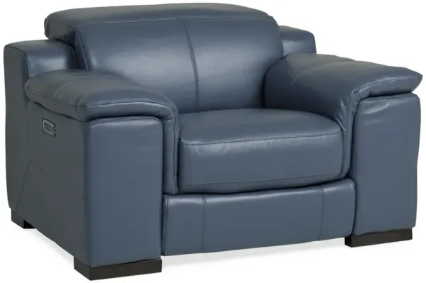 Sky Leather Power Recliner - Ocean Blue