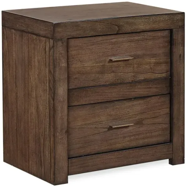 Modern Loft Two Drawer Nightstand - Brownstone