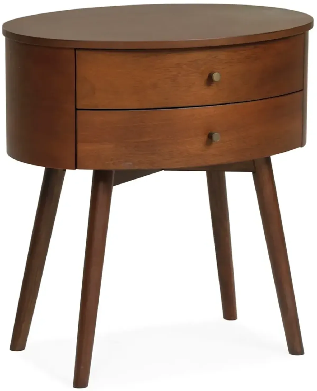 Mid Century Eliot Two Drawer Oval Nightstand