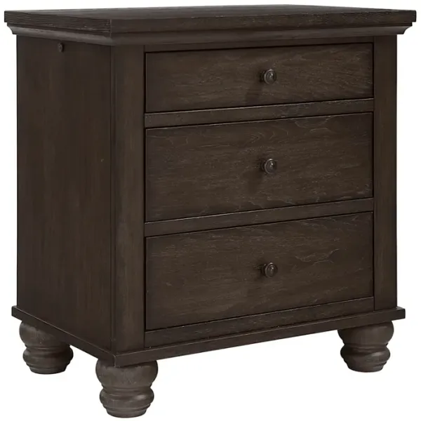 Cambridge Three Drawer Nightstand - Cracked Pepper