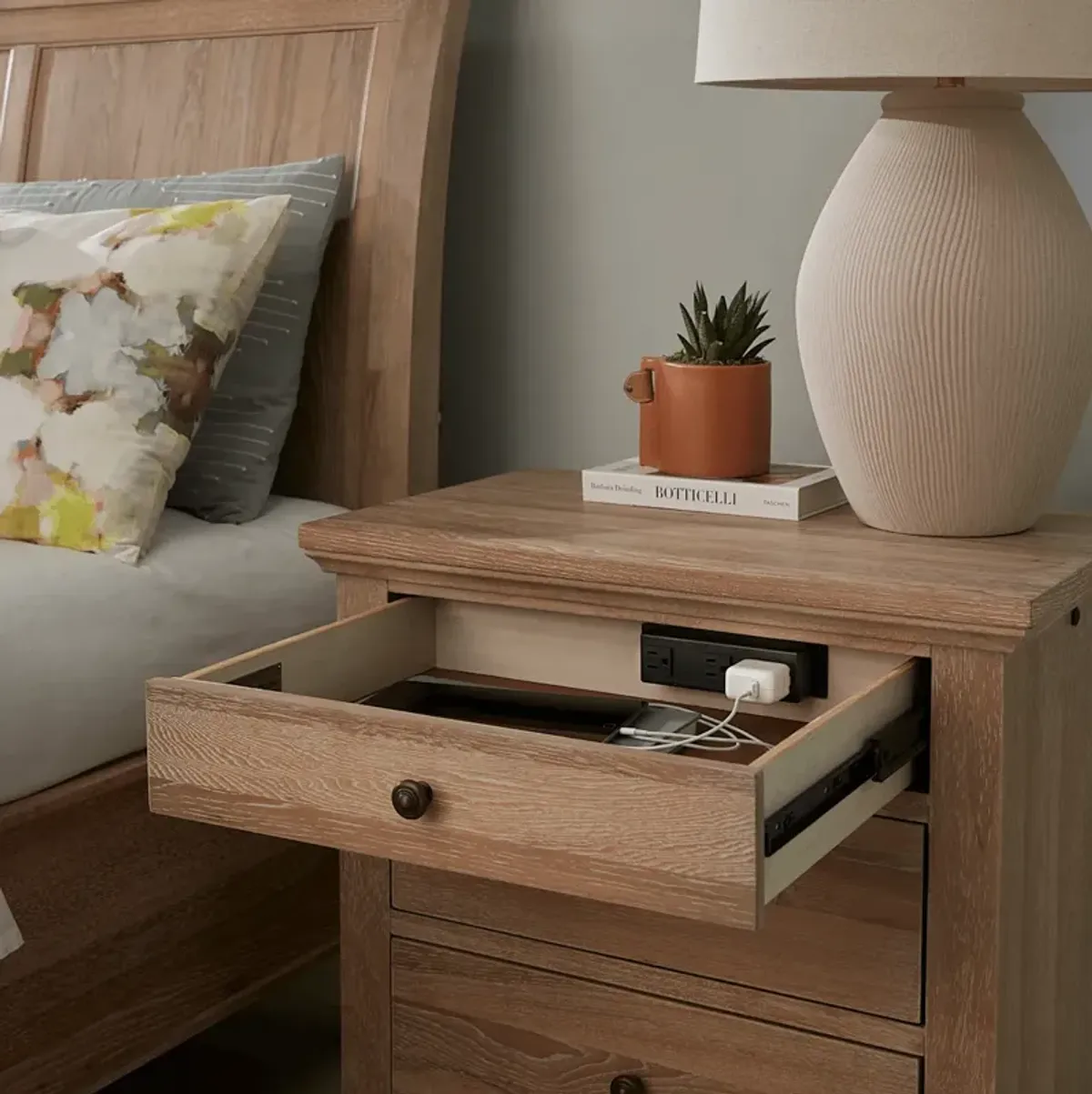 Cambridge Three Drawer Nightstand - Khaki