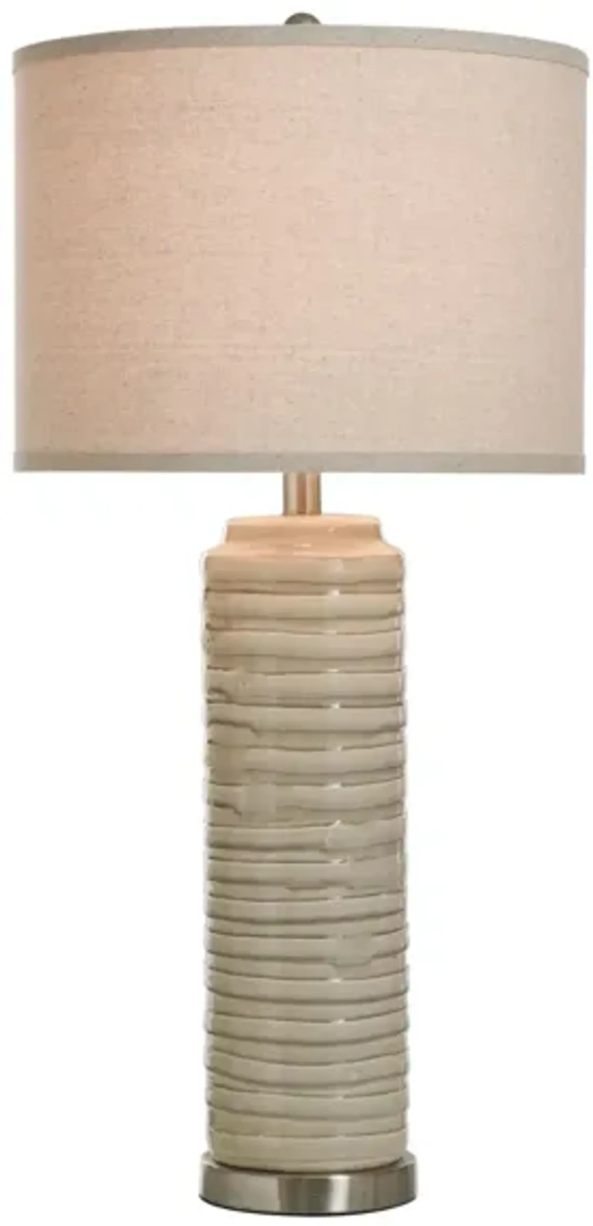 Cream Ceramic Column Table Lamp 30"H