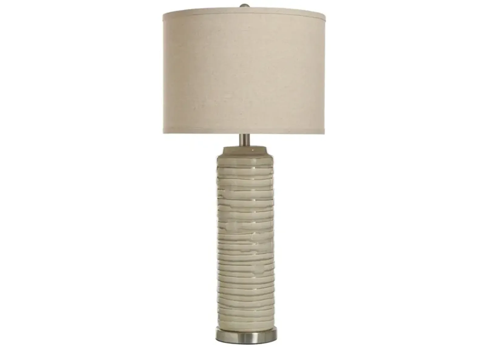 Cream Ceramic Column Table Lamp 30"H