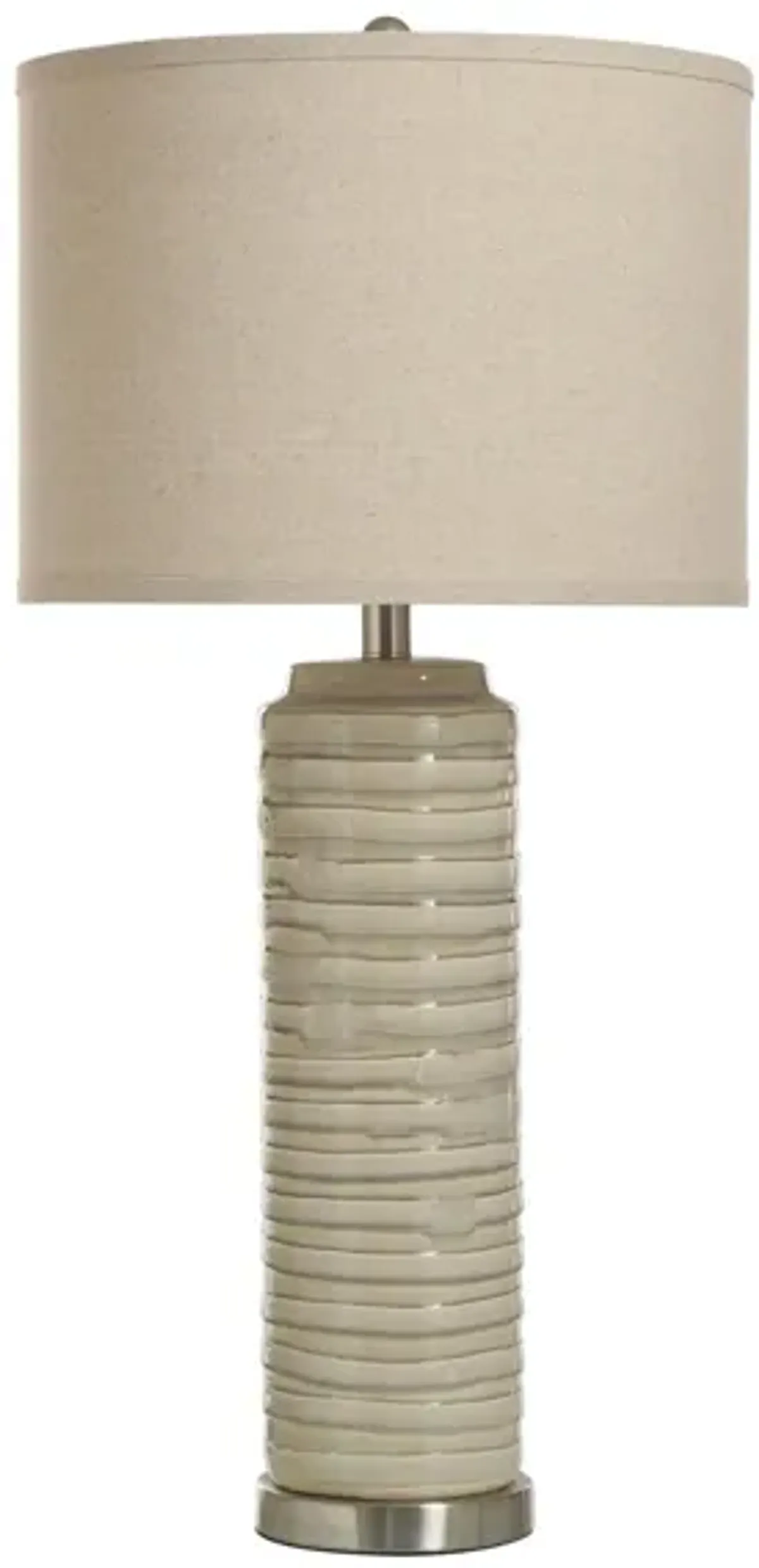 Cream Ceramic Column Table Lamp 30"H