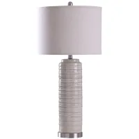 Cream Ceramic Column Table Lamp 30"H