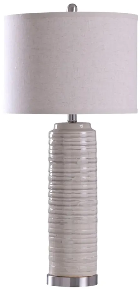 Cream Ceramic Column Table Lamp 30"H
