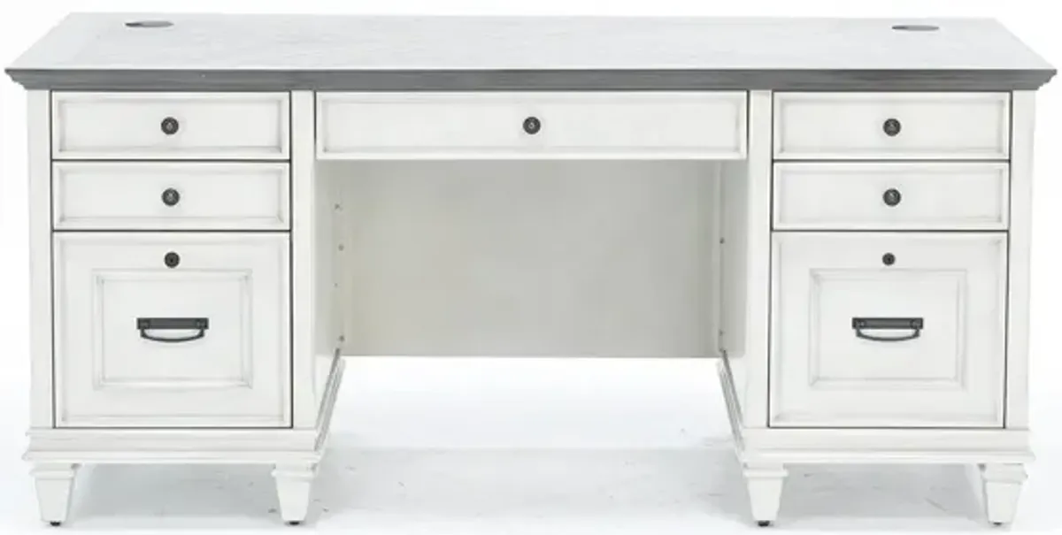 White Estate Double Pedestal Desk