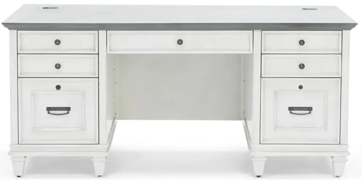 White Estate Double Pedestal Desk