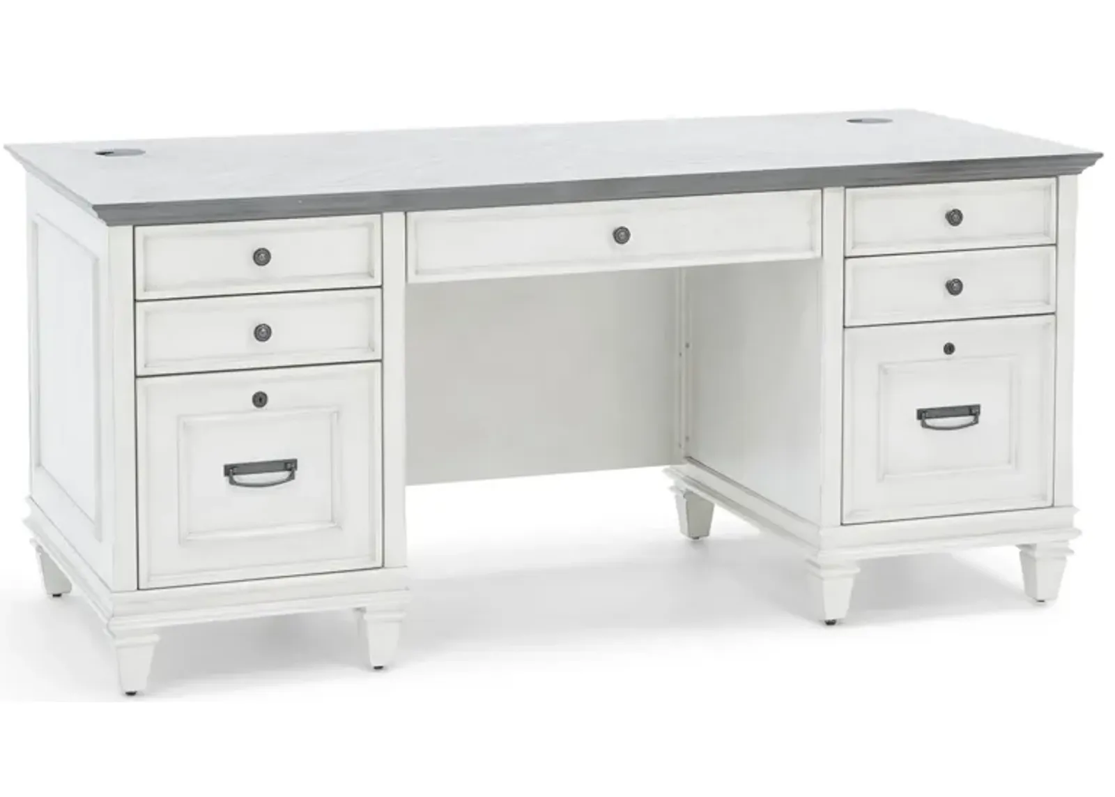 White Estate Double Pedestal Desk