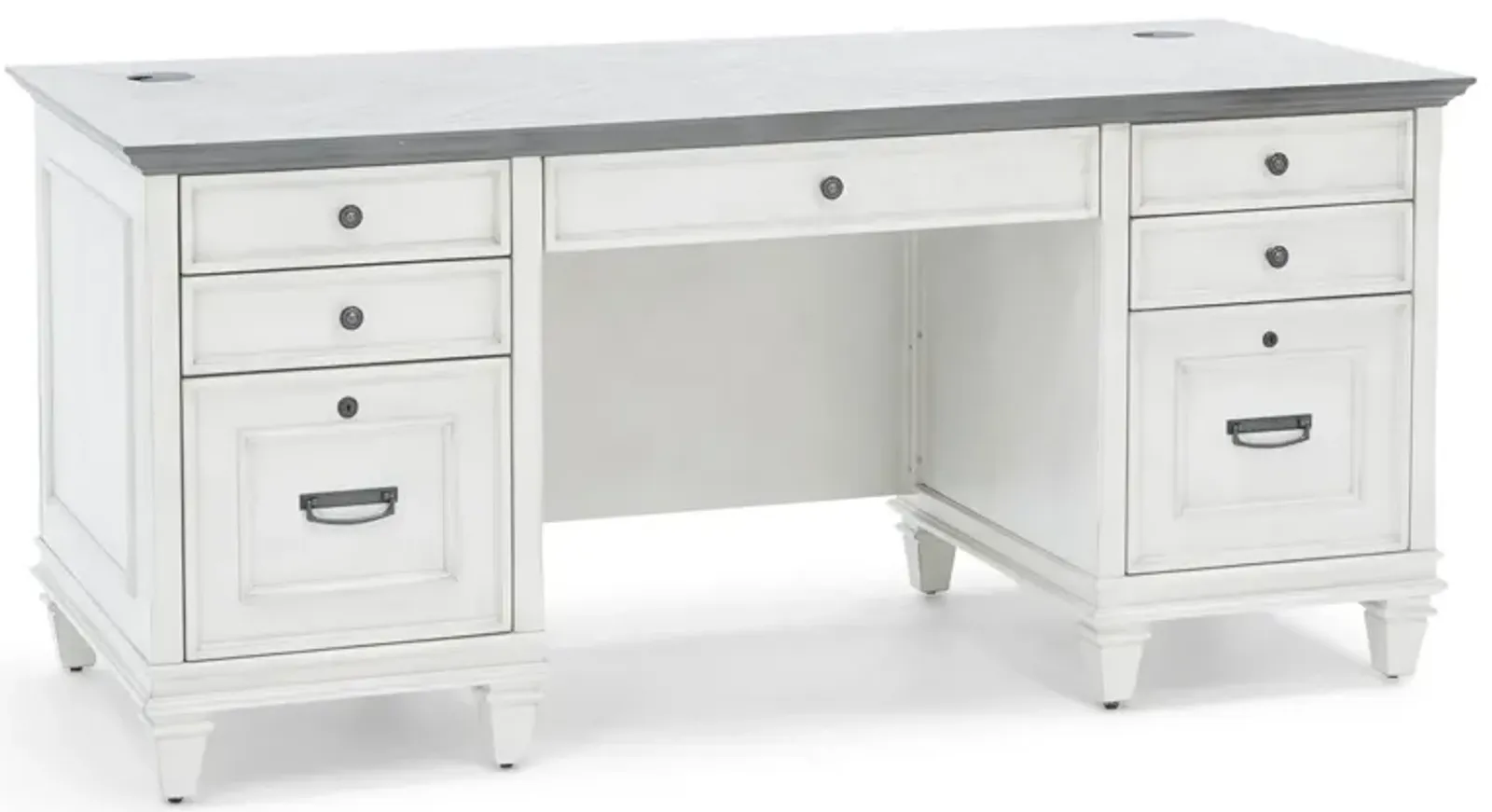 White Estate Double Pedestal Desk