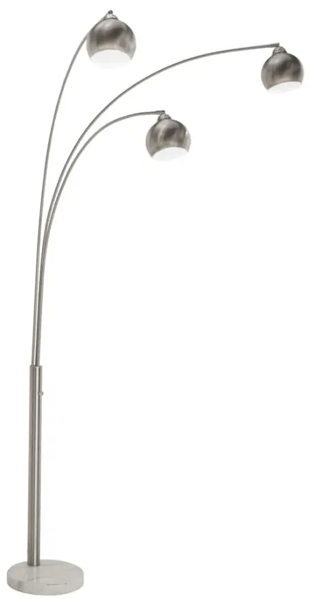 Brushed Steel 3-Lite Floor Arc Lamp 83"H