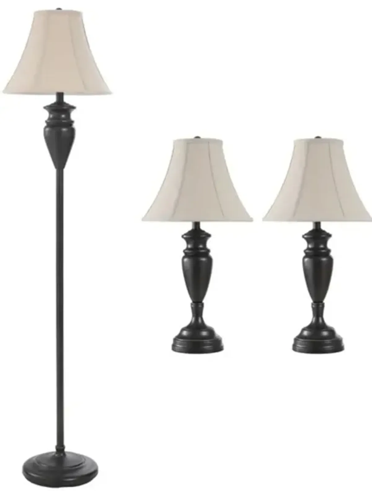 Set of 3 Urn Shaped Lamps -2 Table Lamps plus 1 Floor Lamp- 28/61"H