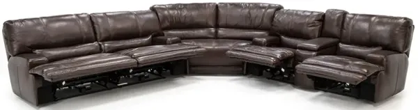 Placier 3-Pc. Leather Power Headrest Reclining Sectional w/Sofa and Console Loveseat in Coffee