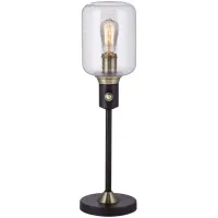 Black Hurricane Uplight With Edison Bulb Table Lamp 25.5"H