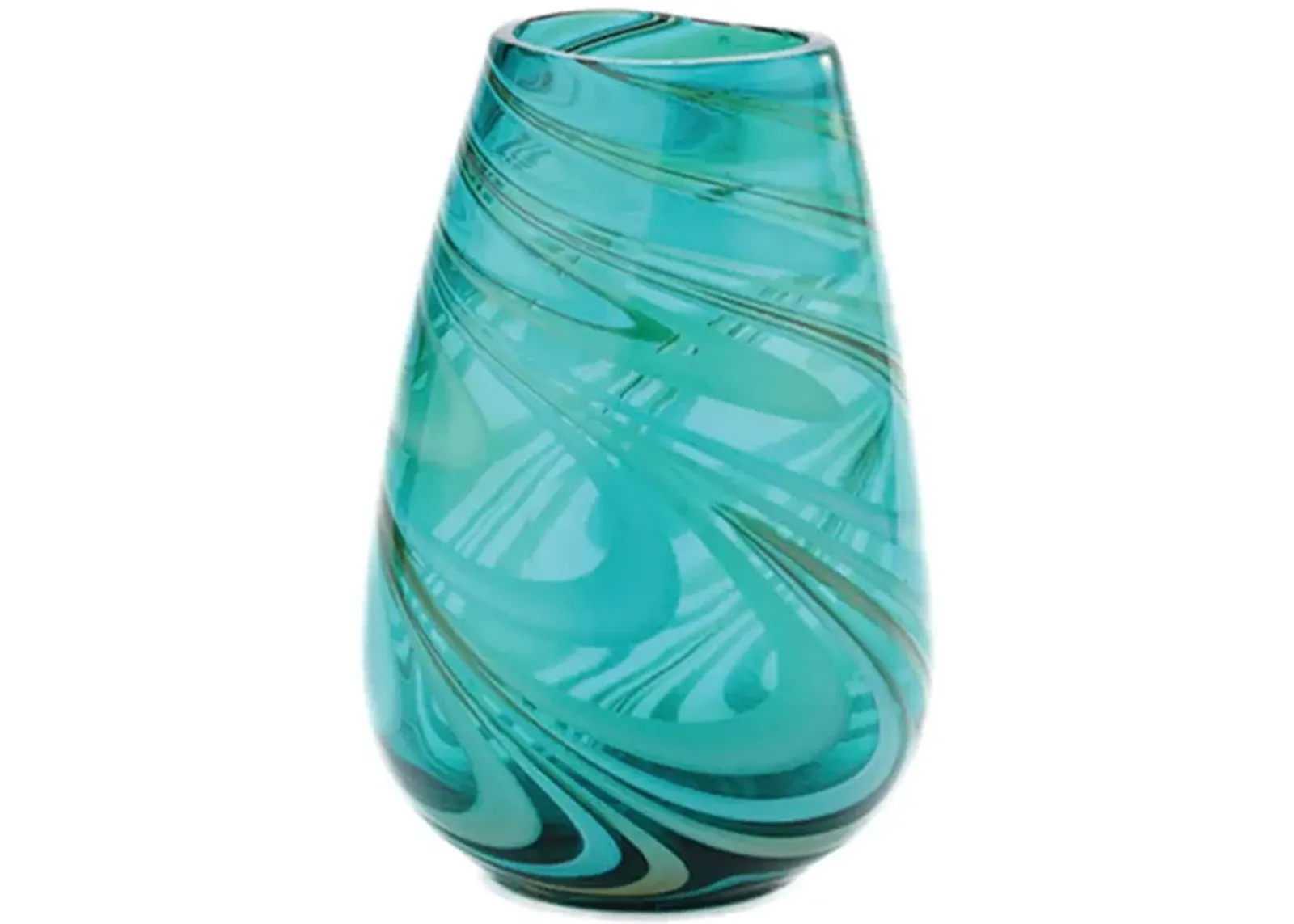 Green Swirl Glass Vase 7.5"W x 10.5"H