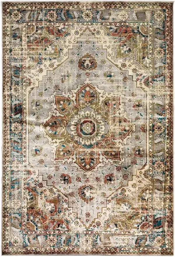 Juliette Grey Medallion Area Rug 5'3"W x 7'3"L