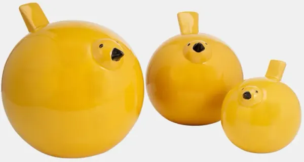 Set of 3 Yellow Ceramic Birds 8"W x 7.5"H